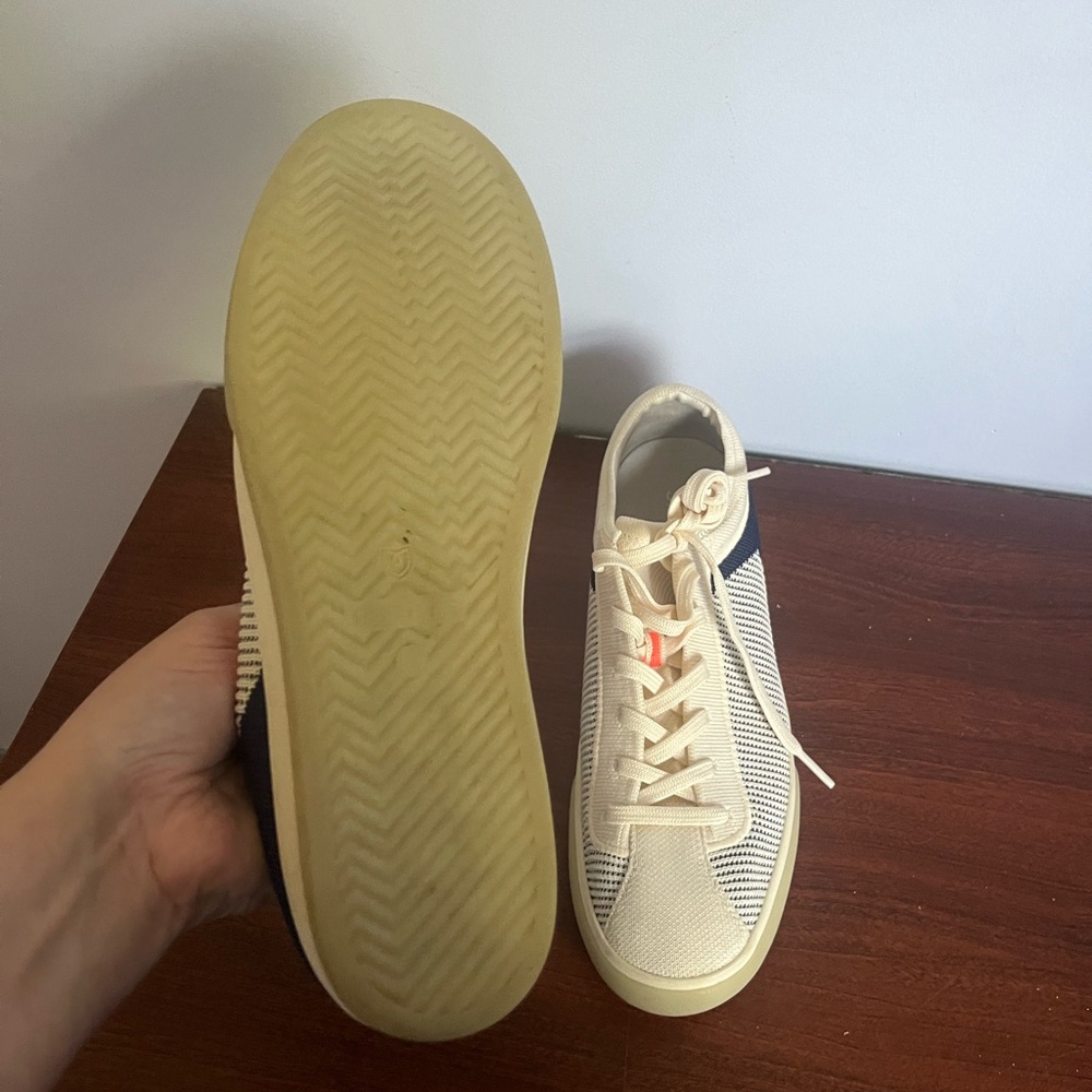 Rothy's Men's Beige and Navy Sneakers - Picture 5 of 7